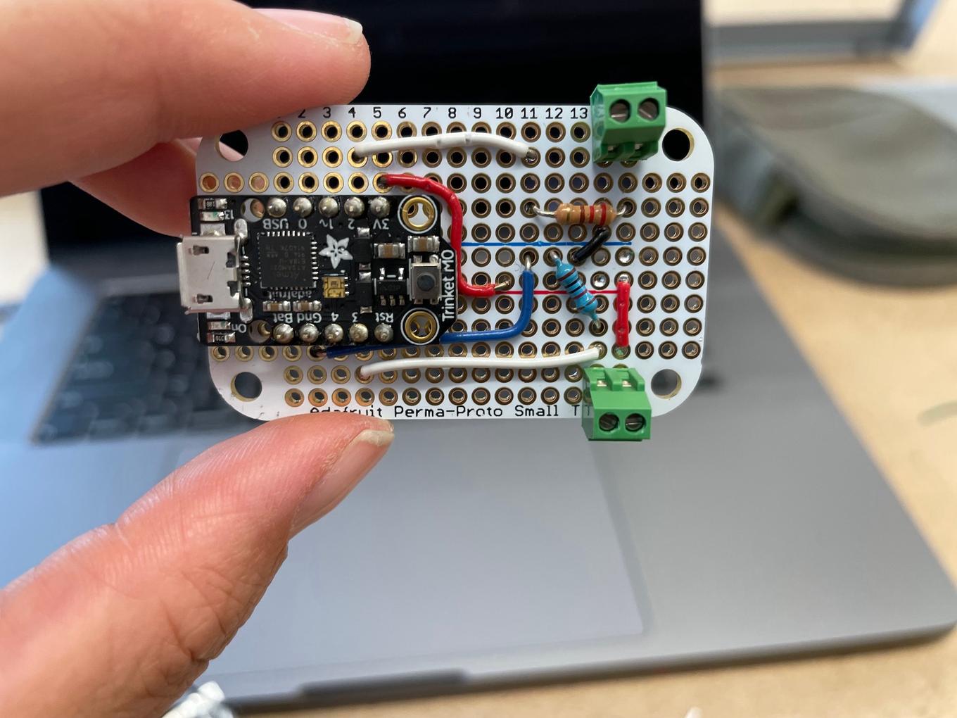 Soldered Trinket M0 on PCB