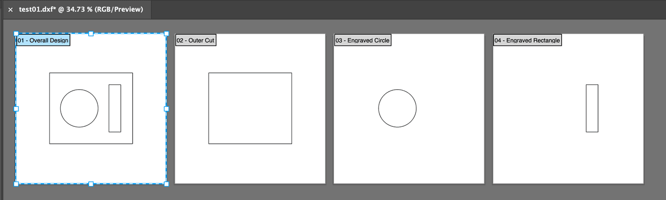 Illustrator: Multiple artboards, each with a single path.